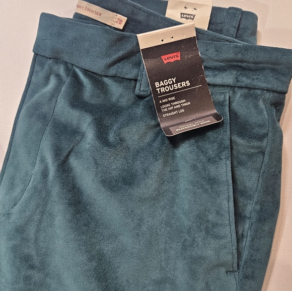 Levis Trouser Pants Womens Baggy 28x31 Green 70s Leisure Suit Loungewear Bottom - Picture 9 of 12